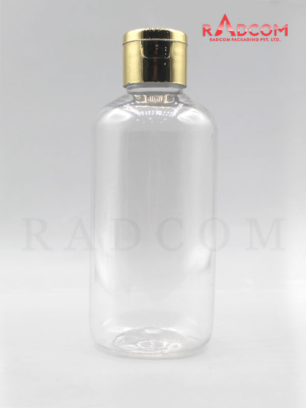 200ML Clear Short Boston PET Bottles with Golden Flip Top